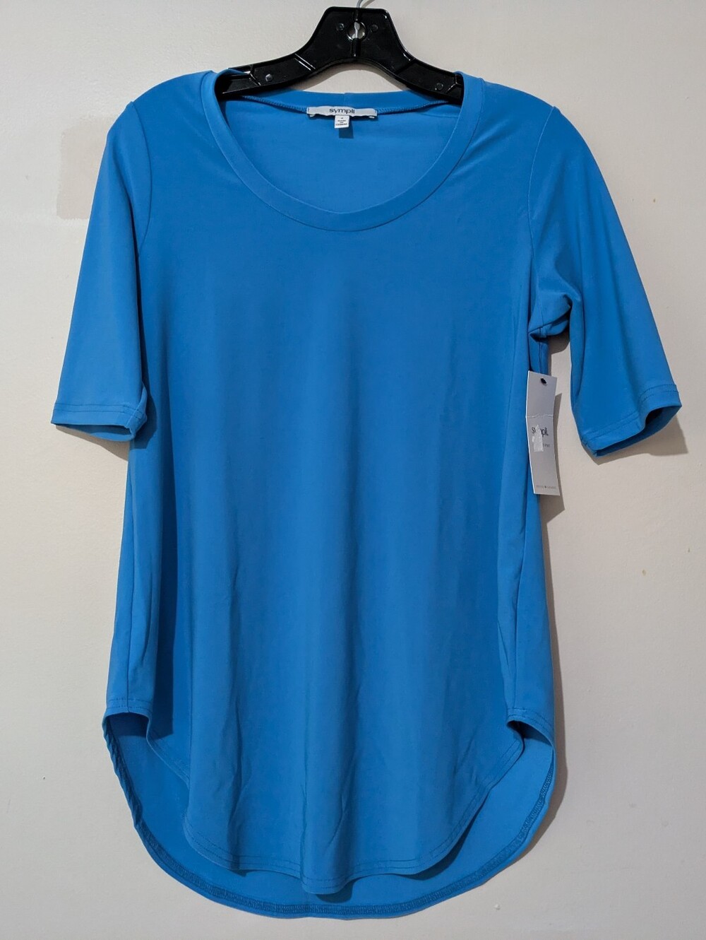 Sympli Clothing Round About T Shirt in Ocean Blue Round neck Size 4 New With Tag